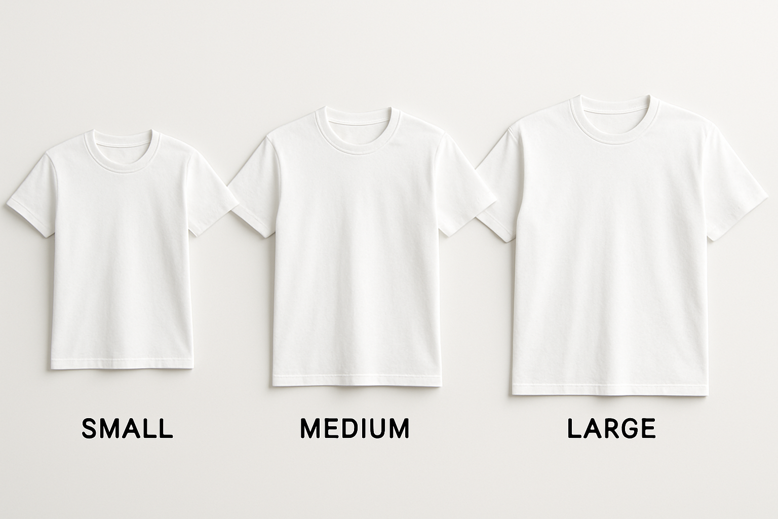 small, medium and large graphic of a shirt